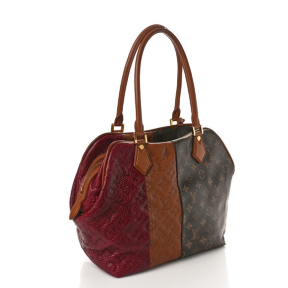 LOUIS VUITTON MAKES NOGRAM STRIPES MEDIUM BAG BORDEAUX - Picture 1 of 13